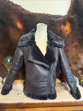 Blank NYC Black Faux Shearling Moto Jacket XS (1450)